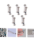 16 Piece Inline Skate Replacement Screws Kit, Stainless Steel Skate Wheel Screws For Inline Bearings, Durable Hex Socket Fasteners For Wheels And Bearings, Easy Install, Corrosion Resistant And High Strength shown in multiple views including close-up and side views.