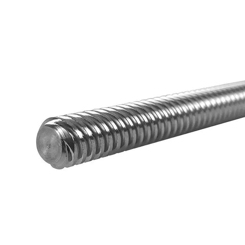 Close-up of Two Pack T8 600mm Lead Screw With Brass Nut For 3D Printers, 8mm Diameter, 2mm Pitch, 4 Starts Acme Thread, 304 SS Rod