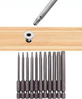 Premium 11 Piece Steel Torx Screwdriver Bit Set With Strong Magnetic Tips For T6 T7 Through T40 Sizes Perfect Heavy Duty Hand Tool Kit For Home Repairs And Auto Fixes Featuring High Hardness Long Lasting Performance, 11-piece bit set with Torx sizes and screw close-up