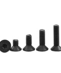 Flat Head Screw Set for Furniture Your Go To Hardware, Metric M2 Through M8, 12.9 Carbon Steel Hex Socket Screws, various sizes on display