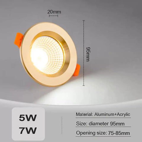 Top Shelf 9 Pack 3 Inch LED Recessed Downlights With Sleek Baffle Trim Ultra Low Profile Eyeball Spotlights Built From Rugged Aviation Aluminum Warm 3000K Zero Glare Quick Swap Ceiling Kit gold ceiling spotlight with acrylic lens and orange clips, diameter 95mm