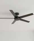 Hunter 52 inch Indoor Ceiling Fan and Remote Control, Embrook Matte Black Ceiling Fan, 6 Speed ENERGY STAR, 55150, overhead view.