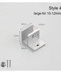 Shelf Clips And Bracket Set For Cabinets 10 Piece Zinc Alloy Glass Clamp Holders, dimensions shown, for secure panel locking.