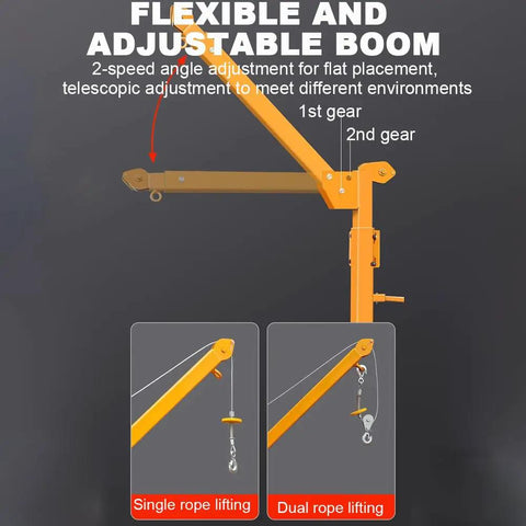 Flexible and adjustable boom of Rock Strong Welded Alloy Engine Hoist And Rolling Workshop Crane for various lifting operations.