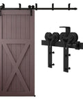 5 Feet Ceiling Mount Sliding Barn Door Hardware Kit For A 30 Inch Wide Single Wooden Door Easy To Install Smooth Quiet Operation Y Shape Hanger Heavy Duty Steel With Anti Corrosion Finish Pre Drilled Rails And L Bracket shown with door and rail