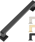 Badass Matte Black Cabinet Handles And Kitchen Drawer Pulls With 5 Inch Center To Center Spacing, thick matte black handle with square base.