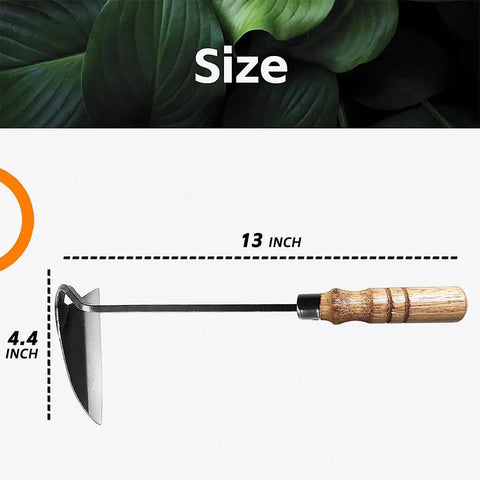 Japanese Weeding Sickle Hoe Garden Tool Hand Grass Sickle with 13-inch size and 4.4-inch blade for no fuss gardening.