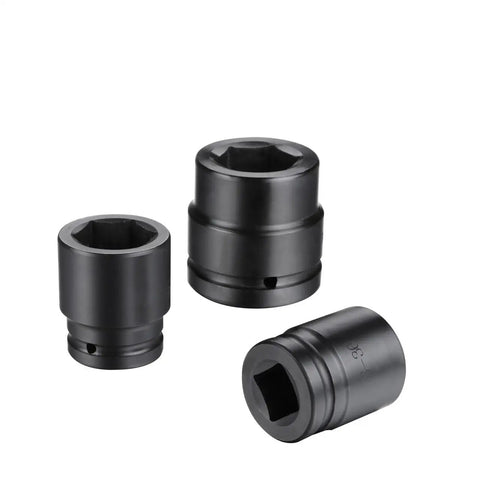 Built Different Hydraulic Torque Wrench With One Inch Square Drive And Auto Pump Handle For Shop Techs Chasing Exact Bolt Specs featuring three black impact sockets.