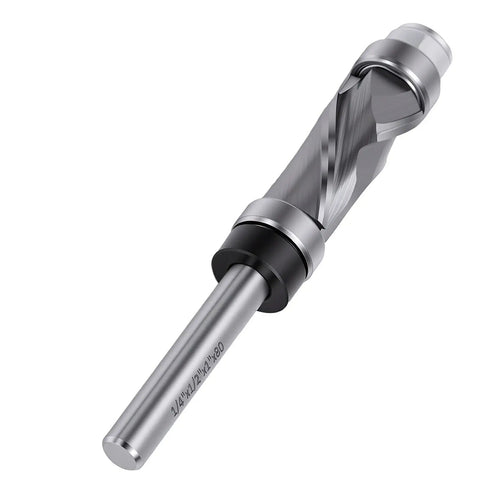 Top Rated Double Bearing Spiral Flush Trim Router Bit For Woodworking Projects With Dual Up Down Cut Design, 1/4 Shank, Tungsten Steel.