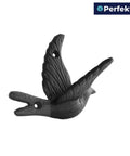 Straight Up Solid Cast Iron Flying Bird Wall Hooks Set Of 5 Rustic Farmhouse Coat Pegs For Entryway Bathroom Bedroom To Snag Keys Towels Hats And Bags With Screws - Classic bird design hook with detailed wings.