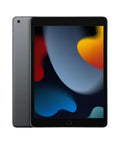 Certified Refurbished 2021 Tablet With A Slick 10.2 Inch Retina Display And Seamless Wi-Fi Streaming Packing 64GB Solid Storage In Classic Space Gray front view with display on.
