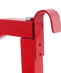 Close-up of Red Industrial Heavy Duty Shelf Bracket with bolt detail, 52 inch by 19 inch steel, rust-resistant for shelving support