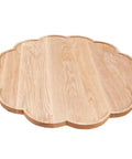 Solid Wood Lazy Susan Turntable With Slick 360 Rotation Rock Solid Base Natural Premium Finish Plum Blossom Pattern Round Serving Tray For Dining Center Tables, top view of round wooden tray.