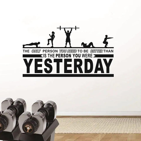 Motivational Gym Wall Decal For Home Gym Crossfit Quote Vinyl Sticker 18 By 32 Inches Black Waterproof Non Toxic Removable Decor