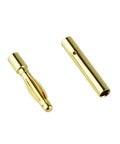 Gold Plated 2.0mm Bullet Banana Connectors Set, 30 Pairs, showing one male and one female connector for RC projects