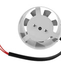 Pro Level 100mm Inline Duct Fan Whispers Silently While Pulling Smoke Directly Out From Kitchen Or Shop Grease Fume Ventilation Unit, view of fan blades and wiring.