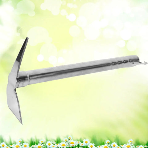 Image of Stainless Steel Double Use Pickaxe Garden Hoe For Planting And Weeding Durable Workhorse Yard Tool With Lightweight Design And Comfortable Handling A Handy Household Gardening Tool For Everyday Tasks against a floral background