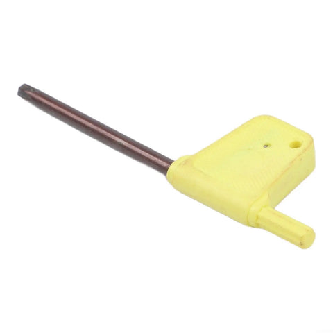 Solid 10-Piece Torx Screwdriver Set With Red Handles Featuring T5 To T20 Star Bits Perfect For Fixing Electronics Auto And Home Appliances Made Of Durable Steel That Is Built To Last And Ready For Any Heavy Lifting Job You Got. Yellow Torx bit tool close-up