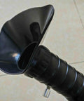 Flexible Fume Extractor Hose With Smoke Collection Hood 360 Degree Adjustable Workshop Arm, 68mm diameter, black corrugated design.