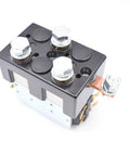 Heavy Duty DC Contactor Relay Provides Rock Solid Forward And Reverse Motor Switching For Electric Rides And Custom Rigs Made Tough Compatible With 12V 24V 36V 48V And 60V Systems, top view showing terminals and connectors.