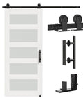 5Ft Sliding Barn Door Hardware Kit With Track, Handle, And Floor Guide For Single Door Heavy Duty Solid Steel With Black Powder Coated Finish