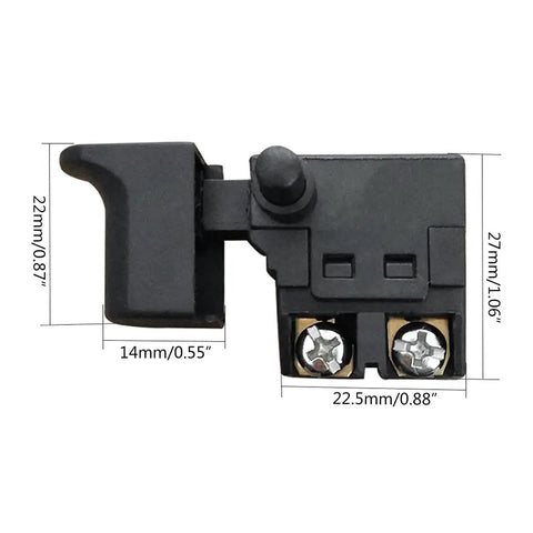 Badass Replacement Speed Regulating Switch For Electric Drill Planer And Marble Cutter With 250V Push Button mounting details.