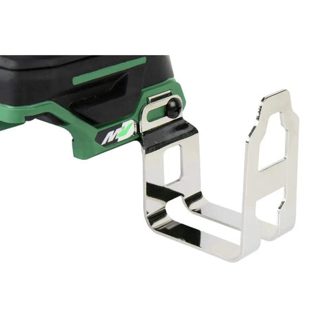 Side view of 36V MultiVolt Triple Hammer Impact Driver Body Only with metal belt hook attachment.