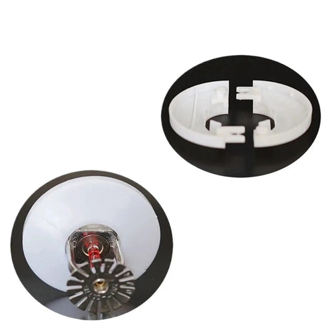 Ace Concealed Fire Sprinkler Cover Plates With Flush Mount Drywall Ceiling Decorative Head Enclosure Shell For A Slick New Smoke Detection Setup In A 5 Piece Bundle, showing two angles of a decorative head enclosure.