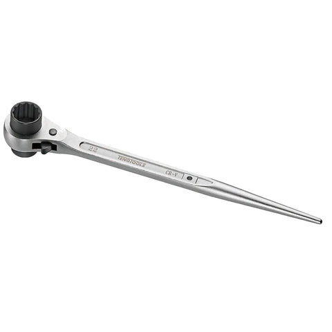 Ratcheting Podger Scaffold Wrench 19 And 22 MM With 1.6 Meter Safety Wire Bundle Tether Hole For Working At Heights Tough As Nails Heavy Duty Tool