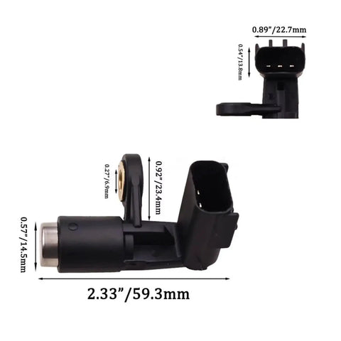 Precision Crankshaft Position Sensor For Dodge Ram 1500 Grand Caravan Nitro 2007 To 2011, side and front view with dimensions.
