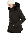 Women's Ski Jacket For Snowboarding Warm Winter Coat With Hood, Windproof And Waterproof, Short Slim Fit, XL Black