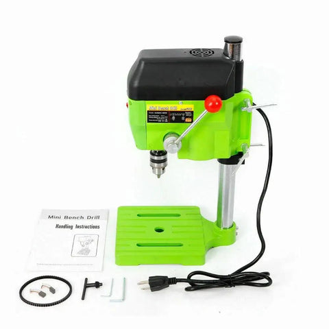 Powerful 480W Mini Bench Drill Press Machine With Dual Speed Settings Up To 11000 RPM for precise drilling in home workshop.