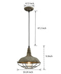 Farmhouse Barn Pendant Light With Dimmable Hanging Ceiling Fixture Industrial Cage Shade In Stained Charcoal Mold Finish 1 Light