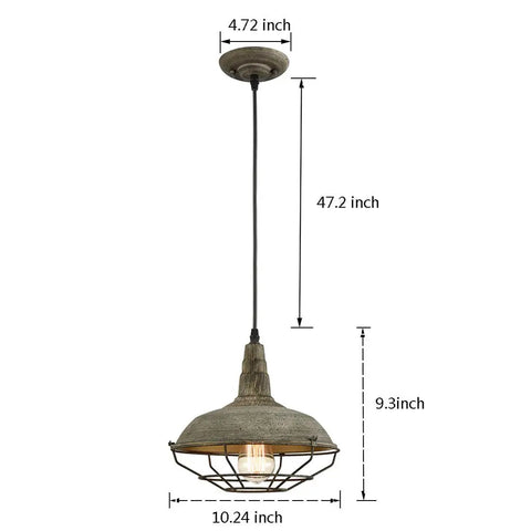 Farmhouse Barn Pendant Light With Dimmable Hanging Ceiling Fixture Industrial Cage Shade In Stained Charcoal Mold Finish 1 Light