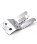 Close-up of a metal three finger clip from Eight Pack CB Microphone Holders With Screws Clips For Hang Up On Two Way Radios Durable Metal