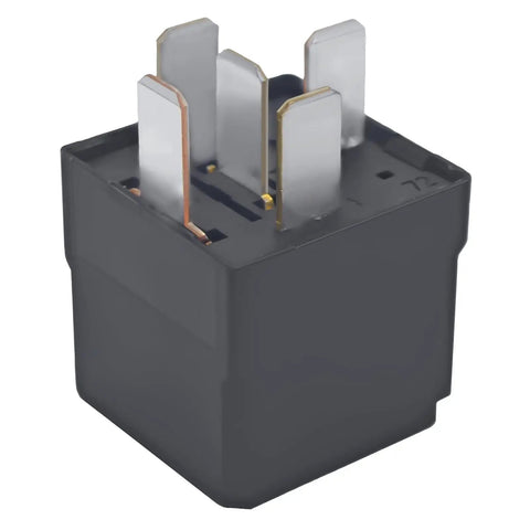 Pack of 2 12V DC 5-Pin Automotive Relay for Car and Truck - High-Performance OEM Direct Replacement for 04727370AA, 5081 B3, V4-1C-12V, Reliable Fuel Pump, Cooling Fan, and Electrical System Relay, black relay with five metal terminals