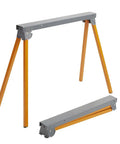 Pro Grade Folding Sawhorses Set Of 2 33 Inch Steel Construction Heavy Duty Work Stands, one set assembled, one folded