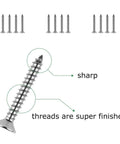 Close-up of screws from Heavy Duty Shade Sail Hardware Kit For Rectangle And Square Sails, 5 Foot Installation, Marine Grade 304 Stainless Steel