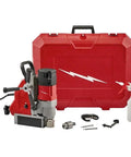 Heavy Duty 1-5/8 Inch Magnetic Drill Base For Milwaukee Power Tools with case and accessories for precision cutting.