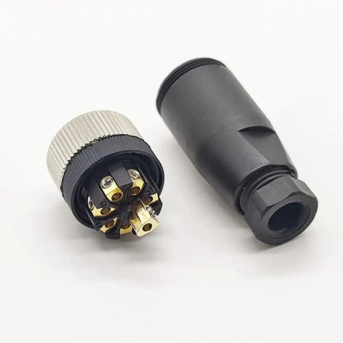 M12 8 Pin Female Industrial Circular Connector A Code Straight 2 Pack Field Wireable Sensor Adapter IP67 12mm Shell