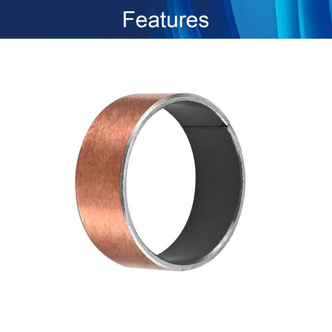 Heavy Duty Oilless Bushing 45mm Bore 50mm Outer Diameter 20mm Length Plain Sleeve Bearing showing bronze sintered coating.