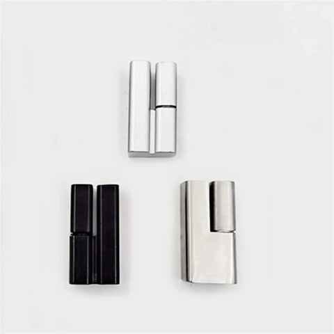 Durable Zinc Alloy Cabinet Hinged Knee Brace Concealed Door Electric Box Connector Hardware Perfect For Furniture DIY Projects Upkeep And Smart Home Makeovers Right Fit And Easy Install 2 Pcs Silver showing 2 silver and 1 black hinge connectors.