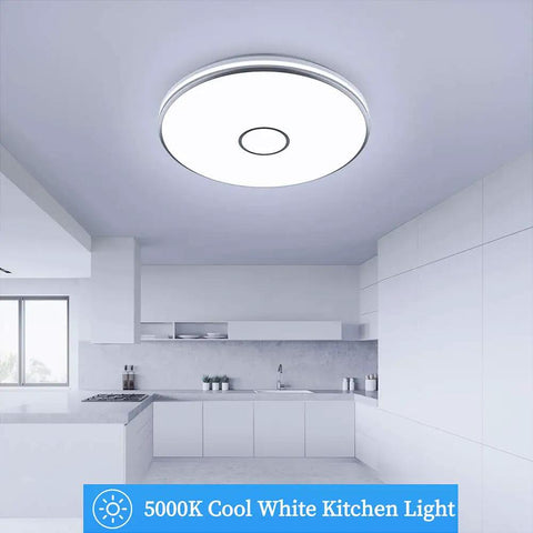 Lit 15 Inch LED Flush Mount Ceiling Light Fixture With 3800 Lumens And 5000K Daylight White Waterproof Round Modern Lamp