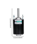 Quiet Space Saving Permanent Magnet DC Motor For DIY Projects 24V 7000 RPM Mini Electric Motor with size dimensions displayed