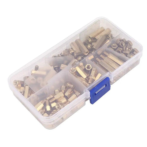 180Pcs M4 Brass Standoff Spacer Set With Male And Female Hex Pillars Screws And Nuts For Electronics PCB Mounting Durable Brass Hardware Kit In Storage Box Built For DIYers, clear organizer box