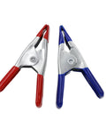 2 Inch Heavy Duty Spring Clamps For Woodworking And Photo Studio Backdrops, nickel plated metal clips with red and blue grips