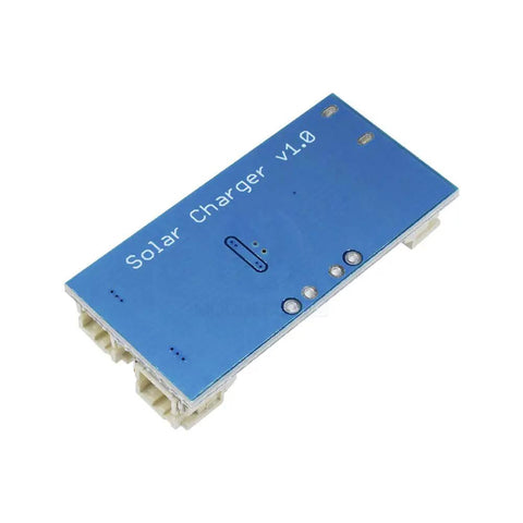 Hella Compact Two Pack Mini Solar Lipo Charger Board Featuring Cn3065 Lithium Battery Management Chip With Micro Usb Hookup For Straight Up Reliable Diy Power Gear in blue with ports and indicators.