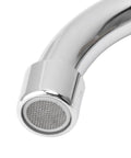 Close-up of the chrome nozzle of the Foot Pump Faucet Kit - Hands-Free Foot Control Kitchen Tap Flexible Hose.