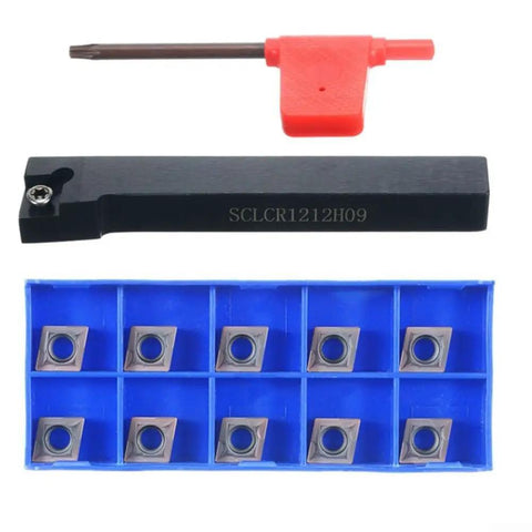 Heavy Duty Lathe Tool Holder SCLCR1212H09 With Ten CCMT09T304 Carbide Inserts Wrench Included, 42cr holder