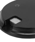 Close-up of the base of Sleek Matte Black Zinc Alloy Push Type Door Stop Catch With Hold Open Floor Base, showing design details.